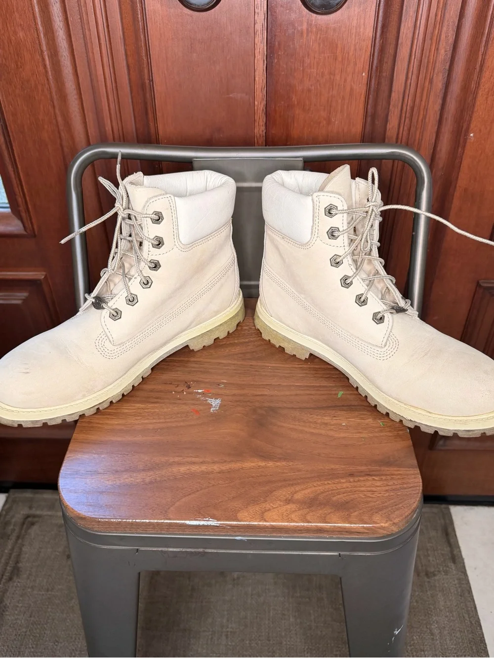 Timberland Men's Light Beige Lace-Up Leather Boots
